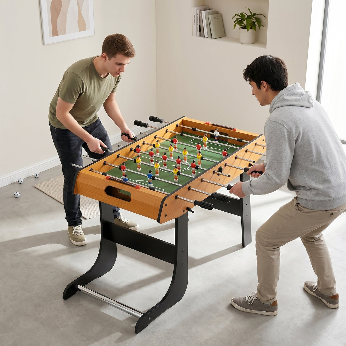 HOMCOM Mini Folding Table Football, 22 Players, 2 Balls, 2 Manual Scoreboards and Non-Slip Handles, Freestanding Family Game Set