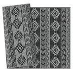 Modern Outdoor Rug Black and Grey PP with Reversible and Foldable Design, 182x274 cm