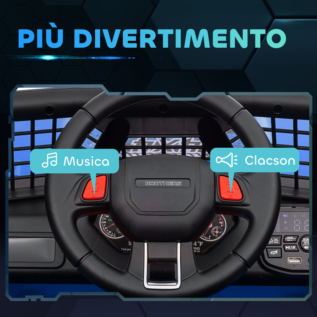 12V Electric Off-Road Ride-On Toy Car for Kids with Dual Motors, Ages 3-6 Years, Remote Control and Lights, Blue