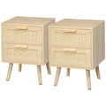 Homcom Set 2 Bedroom Bedroom Boho style with 2 drawers, 40x40x56cm, natural wood - Borgè