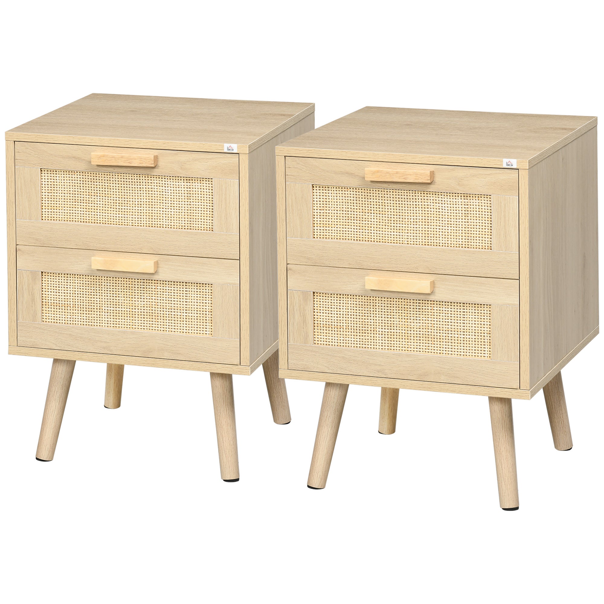Homcom Set 2 Bedroom Bedroom Boho style with 2 drawers, 40x40x56cm, natural wood - Borgè