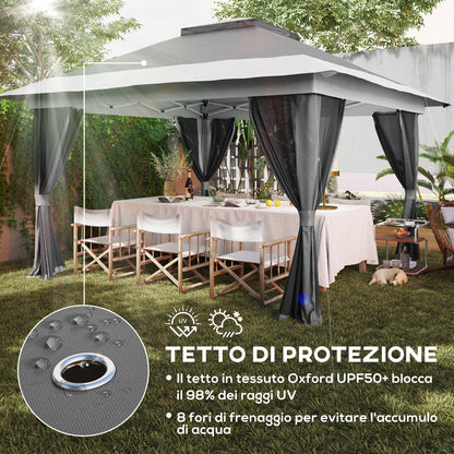 Pop Up Gazebo 3.6x3.6 m with Walls, Adjustable Height and UPF50+ Protection, Bag with Wheels, Grey