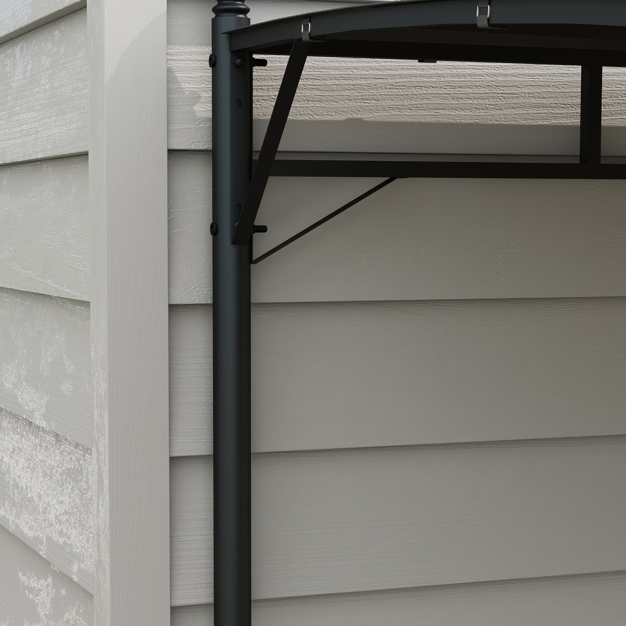 Outsunny Pergola Gazebo with 3 drainage, metal and polyester holes, 400x296x200/262 cm, dark gray - Borgè