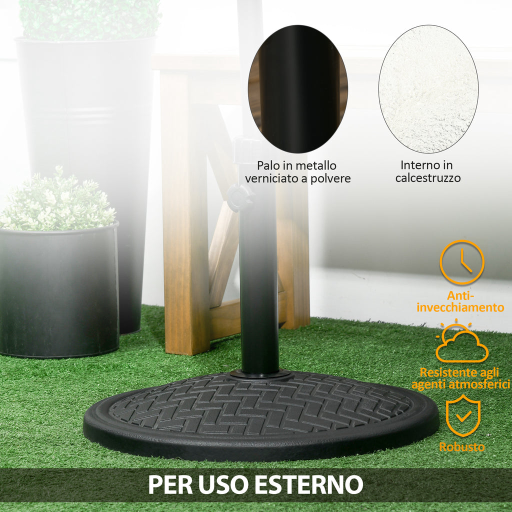 14kg Umbrella Base for Ø32-38 mm Poles, Metal and Concrete, Ø46 cm, Black