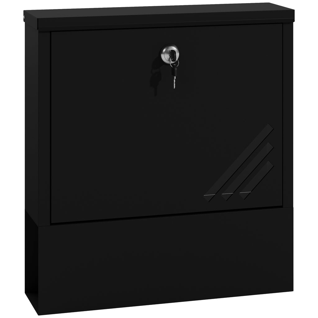 Wall-Mounted Metal Mailbox with Window and Lock, 30x8.5x32.5 cm, Charcoal Gray