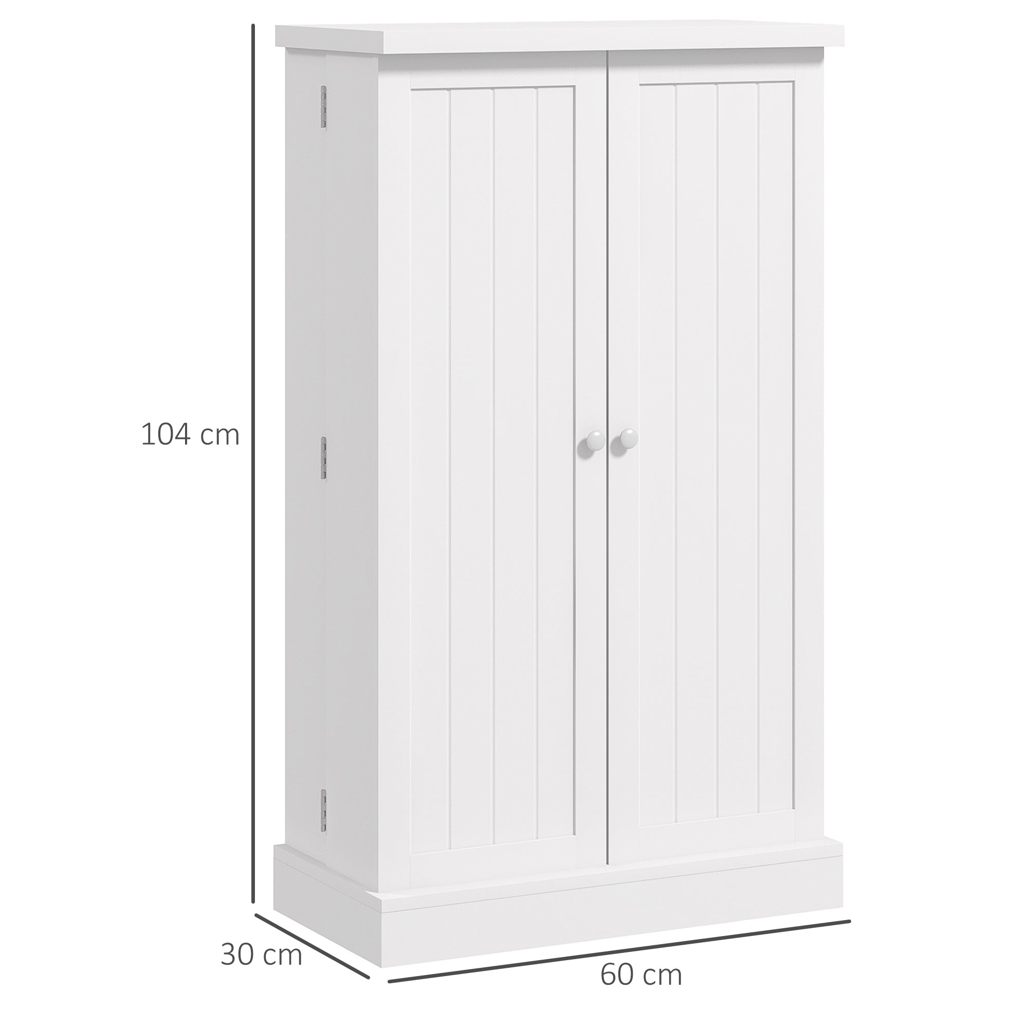 HOMCOM Kitchen Cabinet with 5 Central Shelves and 2 Side Shelves at 6 Levels, in MDF, 60x30x104 cm, White - Borgè