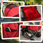 Foldable Stroller for Small Dogs with Swivel Handle and Wheels with Brakes, 76.5x52x95cm, Red