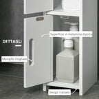 kleankin Bathroom Column with Shelves and Cabinets, Space-Saving Tall Wooden Cabinet 15x17x120cm, White