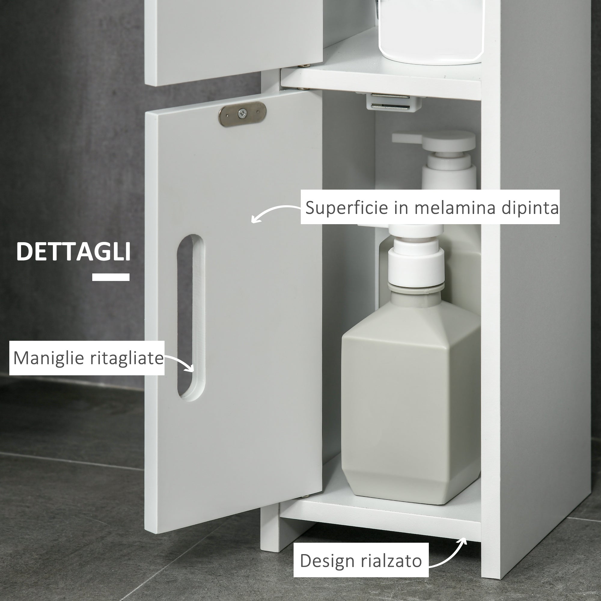 kleankin Bathroom Column with Shelves and Cabinets, Space-Saving Tall Wooden Cabinet 15x17x120cm, White