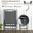 Outsunny 3-Piece Garden Set with 2 Chairs 53.5x64x93 cm and Coffee Table Ø45x50 cm, Metal, Dark Grey