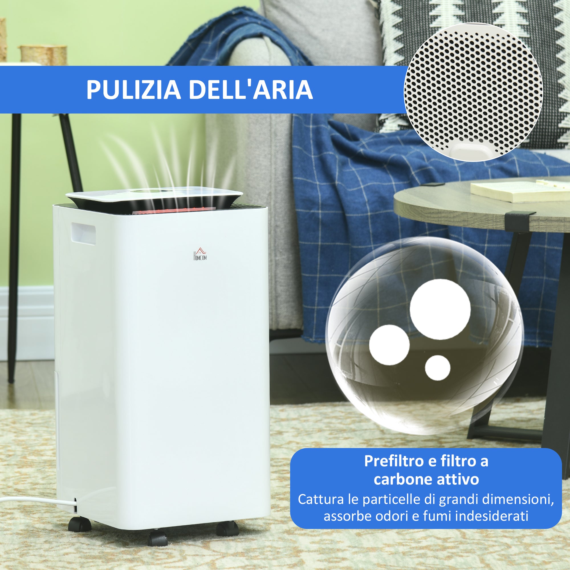 12L ABS Dehumidifier with 5 Modes, 2 Speeds and 24h Timer, 25x25x50.5 cm, White and Black