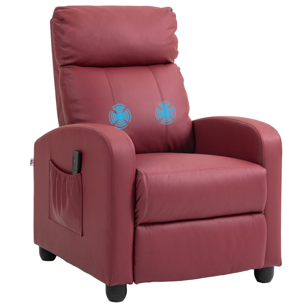 Massage Relax Chair with Remote Control and 8 Programs, Reclining and Footrest, Red