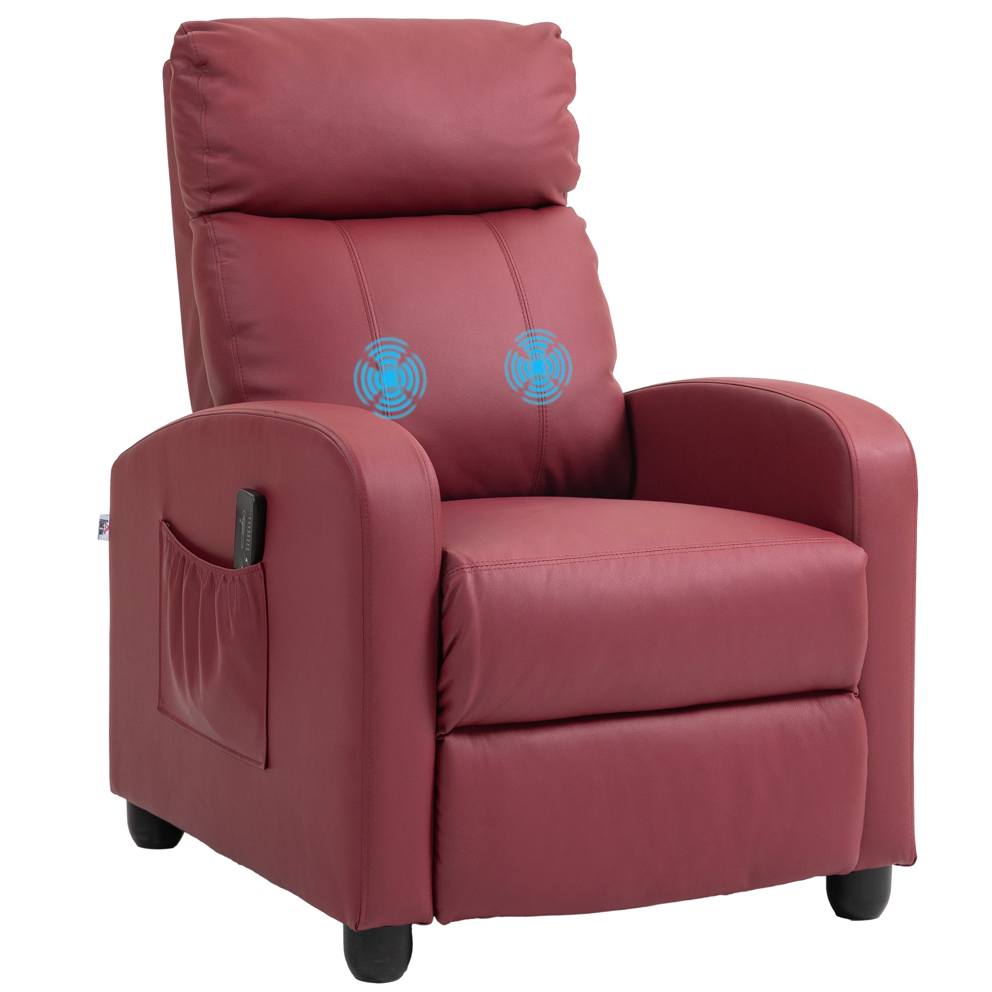 Massage Relax Chair with Remote Control and 8 Programs, Reclining and Footrest, Red