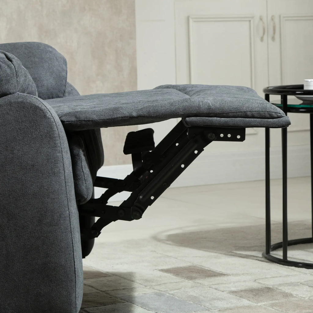 Ergonomic Manual Fabric Relax Chair, 150° Reclining Chair and Footrest for Home and Office, 93x88x102cm, Dark Grey