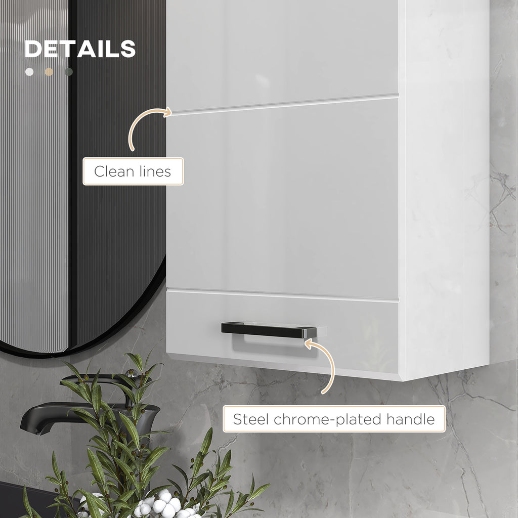 kleankin Wall-Mounted MDF Bathroom Cabinet with 3 Shelves and Adjustable Top Shelf, 37x22.5x70 cm, White - Borgè