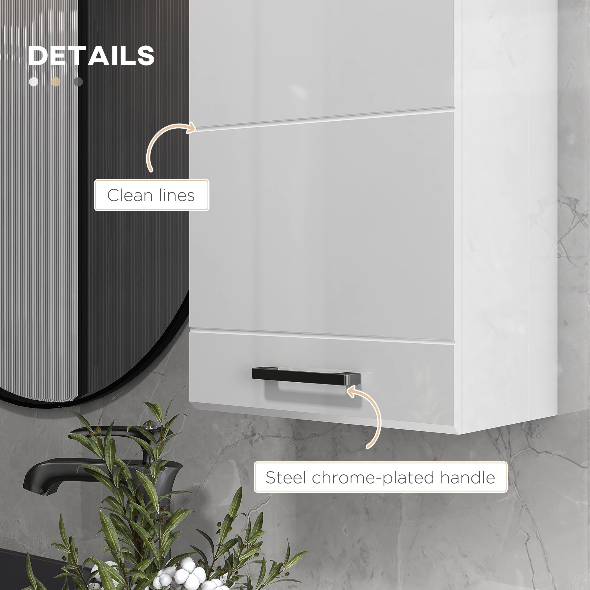 kleankin Wall-Mounted MDF Bathroom Cabinet with 3 Shelves and Adjustable Top Shelf, 37x22.5x70 cm, White - Borgè