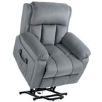 Lifting Armchair with 8 Massage Points and Storage Pocket, in Faux Leather and Steel, 90x95x103 cm, Grey
