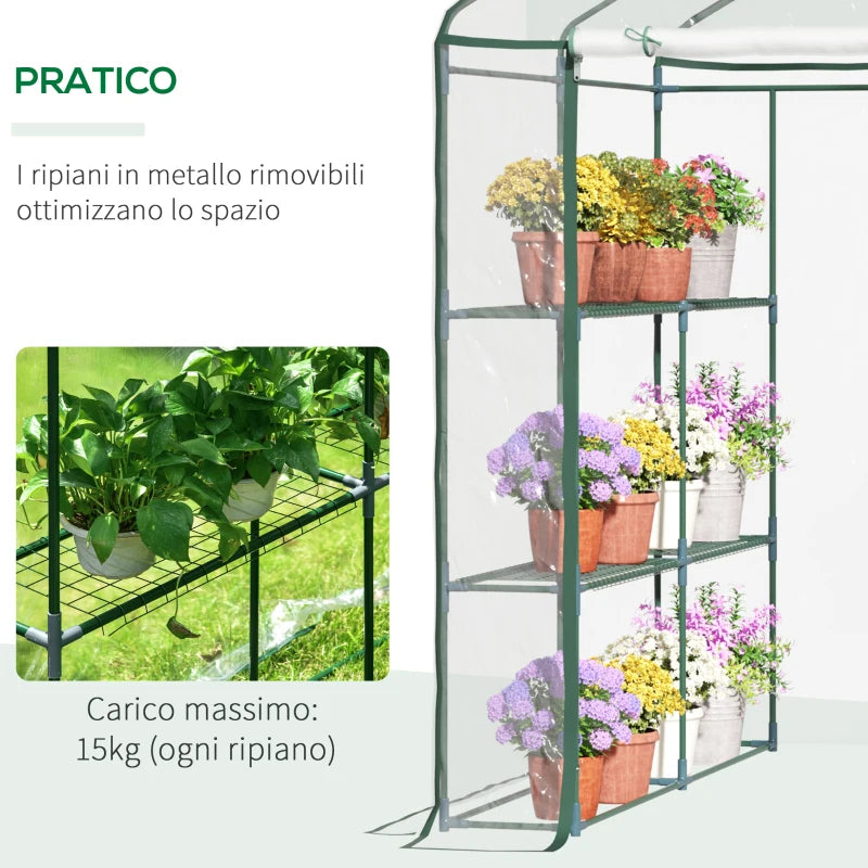 Outdoor Garden Greenhouse in Transparent PVC, Balcony Greenhouse with Shelves for Plants and Vegetables 1.43 x 1.43 x 1.95m - Borge' Group Limited