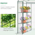 Outdoor Garden Greenhouse in Transparent PVC, Balcony Greenhouse with Shelves for Plants and Vegetables 1.43 x 1.43 x 1.95m - Borge' Group Limited