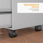 5-Drawer Side Cabinet, Adjustable Shelf, Office Storage Cabinet on Wheels, Printer Stand for Home Office, White