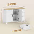 Kitchen Cabinet with 3 Drawers and 2 Soft-Close Doors, Adjustable Shelves, 120x38x76 cm, White