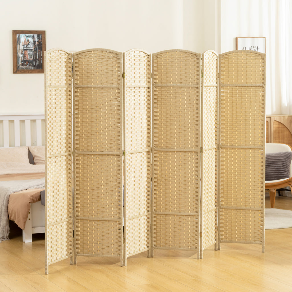 HOMCOM 6-Panel Folding Room Divider, 240x170 cm, Beige