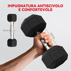 Hex Dumbbell Set with Stand and Non-Slip Grip, 2x2kg, 2x5kg, 2x8kg, 2x10kg, Black