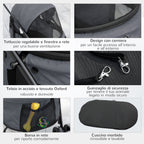 Folding Dog Stroller with Adjustable Canopy, Bag and 2 Leashes, 82x47x97 cm, Gray and Black