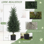 Outsunny Set of 2 Artificial Cypress Trees, UV-Resistant, Ø40x90 cm, Green
