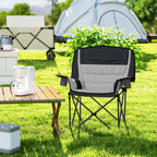 Folding Camping Chair with 2 Cup Holders and Side Pockets, 99x71x103 cm, Gray and Black