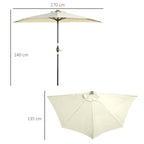 Semicircular Umbrella with Crank, 20 LED Lights and Solar Panel, 265x135x240 cm, Beige