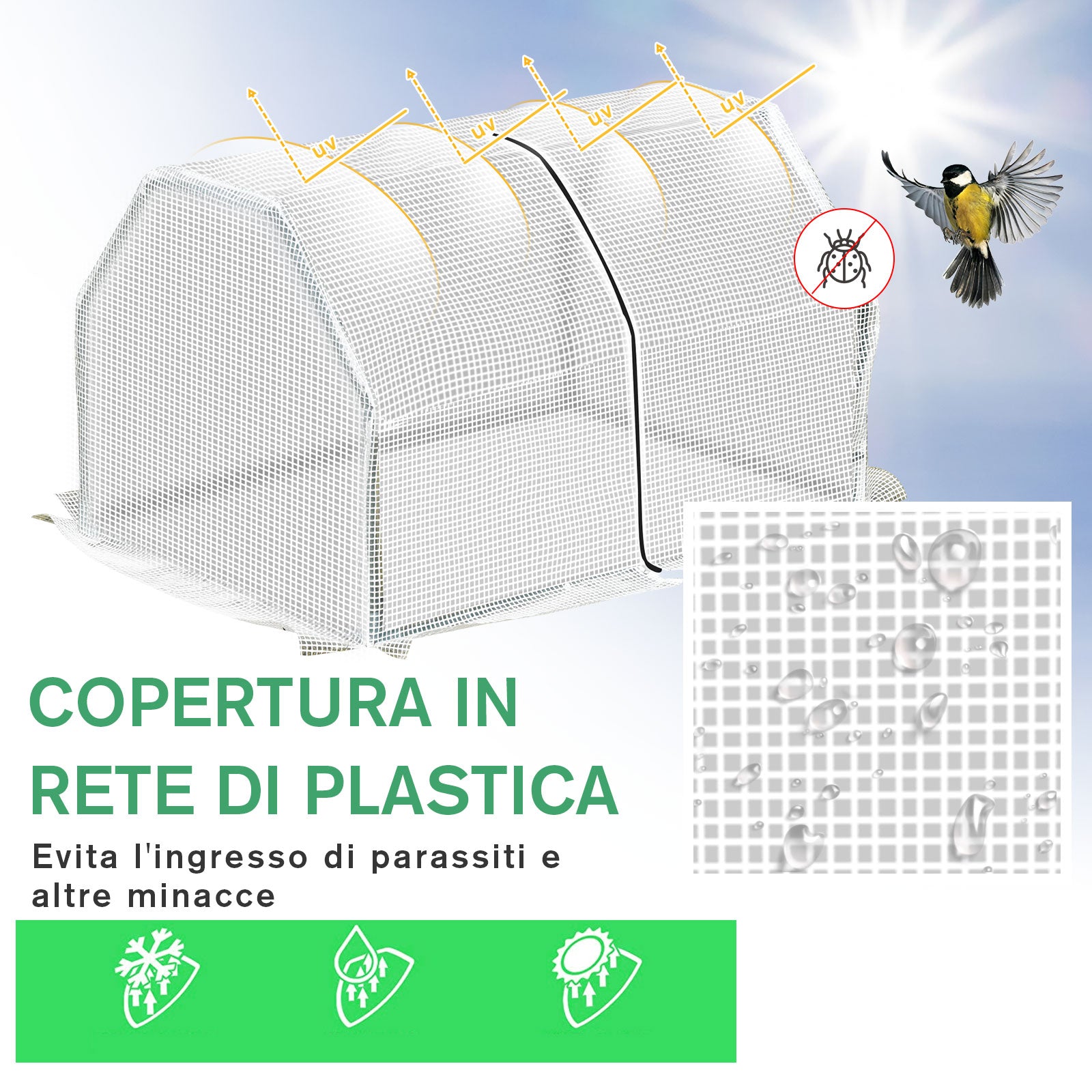 Mini Greenhouse for Garden and Balcony in PE Plastic and Steel with Zip Closure, 99x71x60 cm