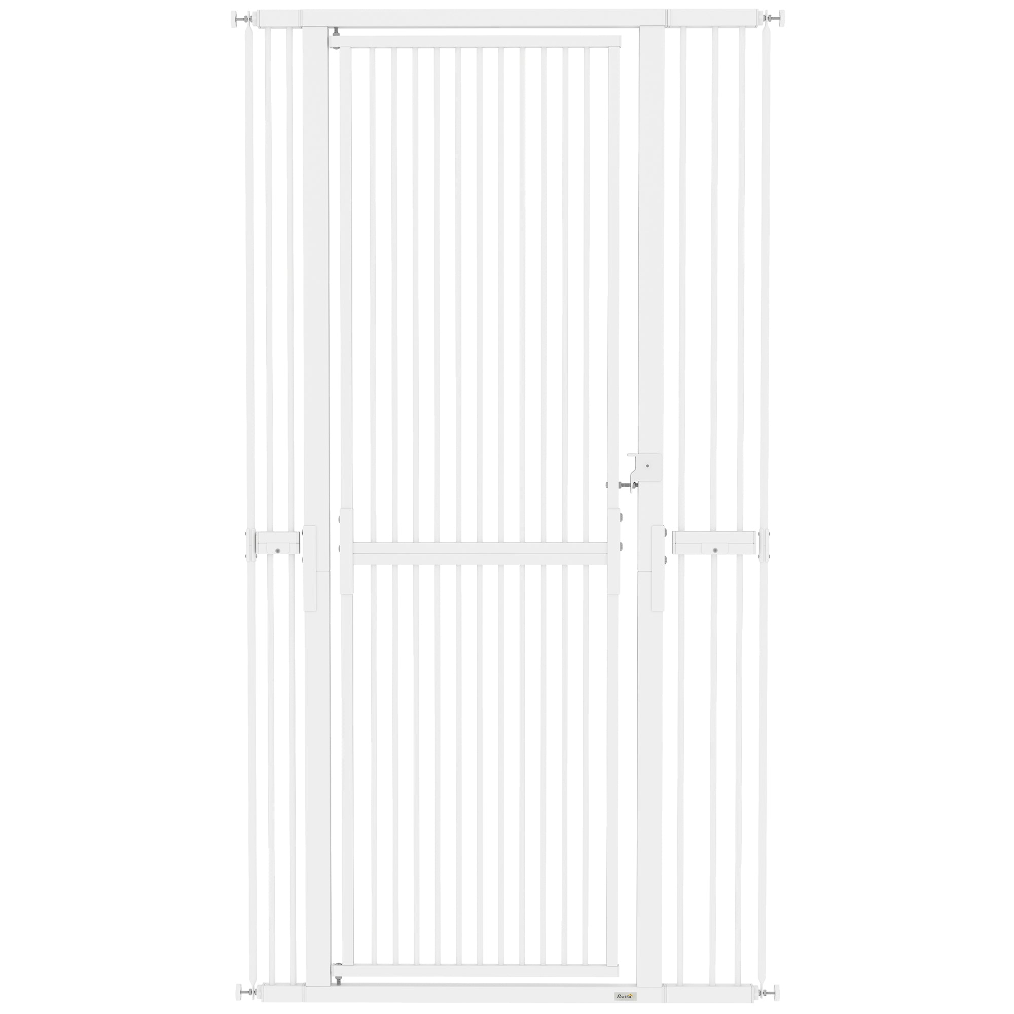 PawHut 180cm High Dog and Cat Gate, Extends from 76-104cm and Push-fits, White
