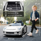 Officially Licensed RUF GT Ride-On Toy Car for Kids Ages 3-5, Remote Control, Seat Belt and Music, White