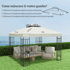 Outsunny 3x3m UPF30+ 2-Tier Garden Gazebo Cover in Light Grey Polyester
