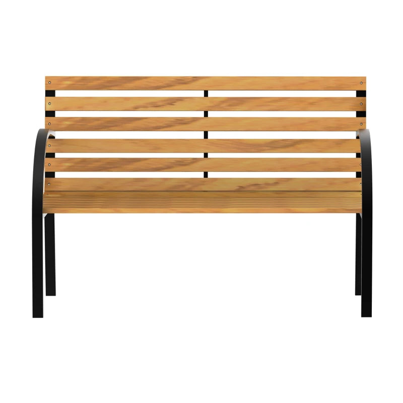 2-Seater Wooden Bench, Outdoor Bench, Garden, Balcony or Terrace 122x60x83cm, Black and Wood Color - Borge' Group Limited