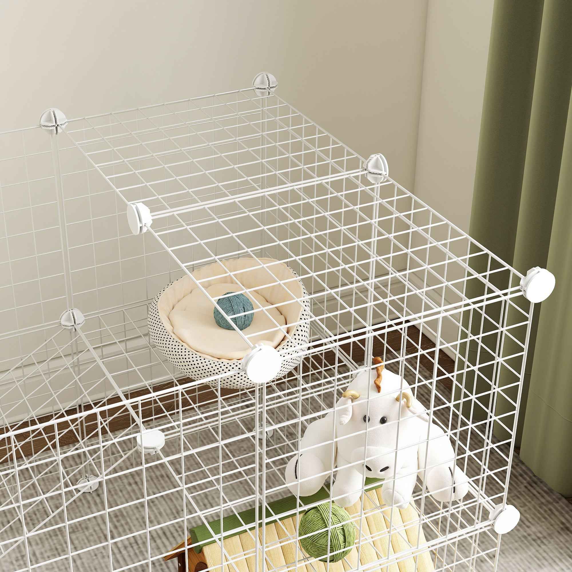 PawHut 36-Panel Modular Metal Pet Playpen with Door for Small Pets, White