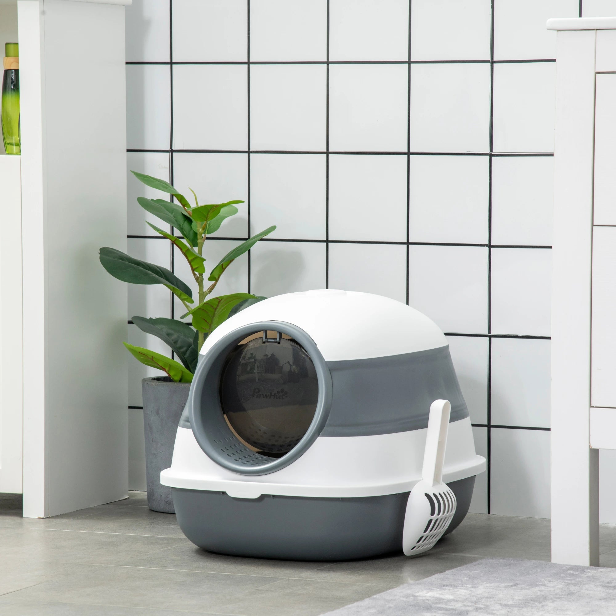 Cat Litter Box with Scoop and Deodorizer, Foldable Design with Handle, 52x41x38 cm - Borge' Group Limited