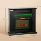 1800W Adjustable Electric Fireplace with 3D Flame, Shelf, Timer and Remote Control, 105x27x97 cm, Black