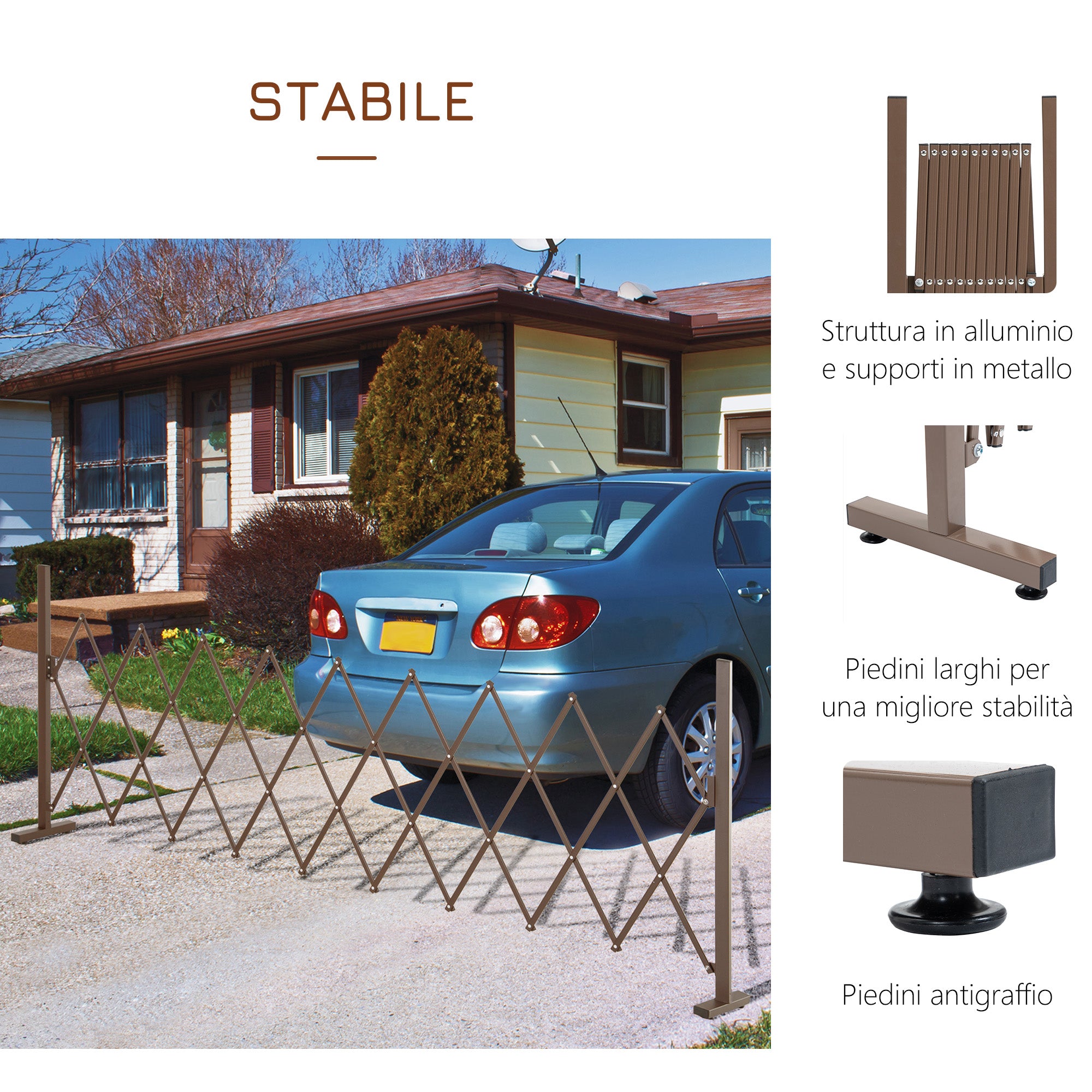 Adjustable Width Garden Fence, Metal and Aluminum, 300x31x103.5 cm, Dark Brown