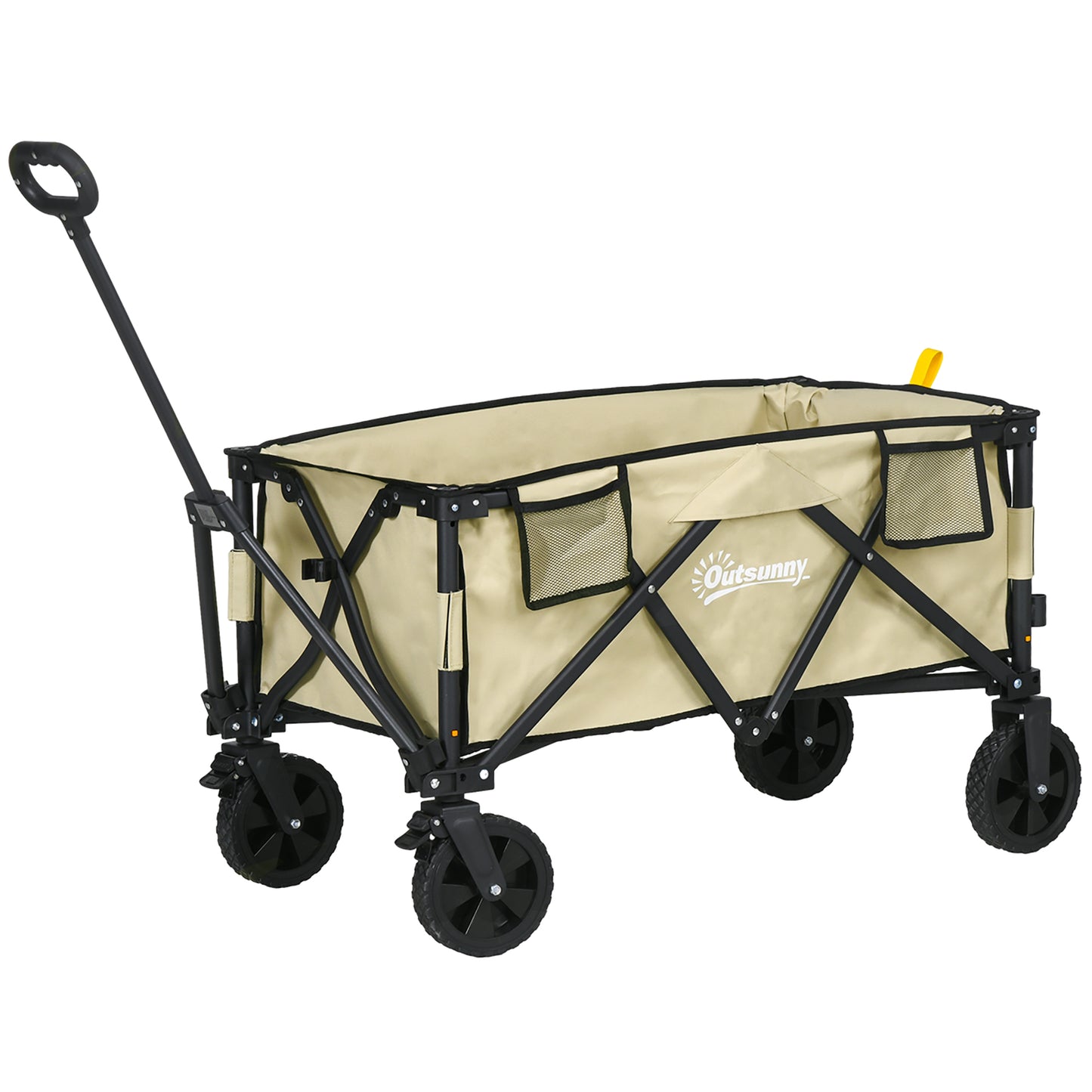 Outsunny 78L Folding Garden Trolley in Steel, Oxford Fabric and Plastic, 105x52x70-110 cm, Khaki color - Borgè