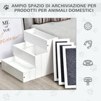 3-Step Dog Stairs with Non-Slip Mat and Storage Space, 40.5 x 44.5 x 38 cm, White
