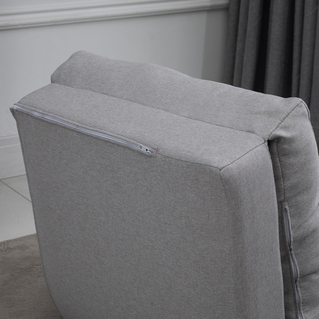 3-in-1 Sofa Bed, Convertible to a Chaise Longue and Floor Sofa with 2 Cushions, Light Grey