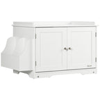 Cabinet Cat Litter Box with 2 Doors and Adjustable Internal Divider, 86x48x52 cm, White