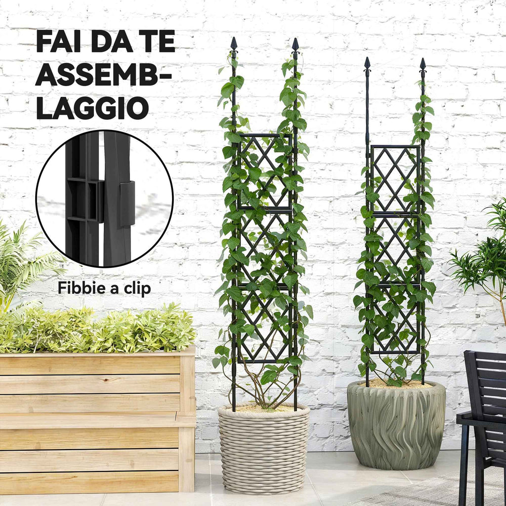 Outsunny Folding Outdoor Trellis in Steel and PP, 85x2x197 cm, Black