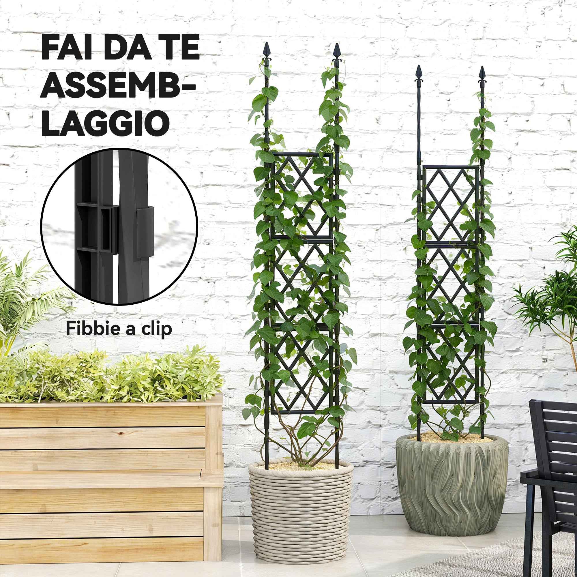 Outsunny Folding Outdoor Trellis in Steel and PP, 85x2x197 cm, Black