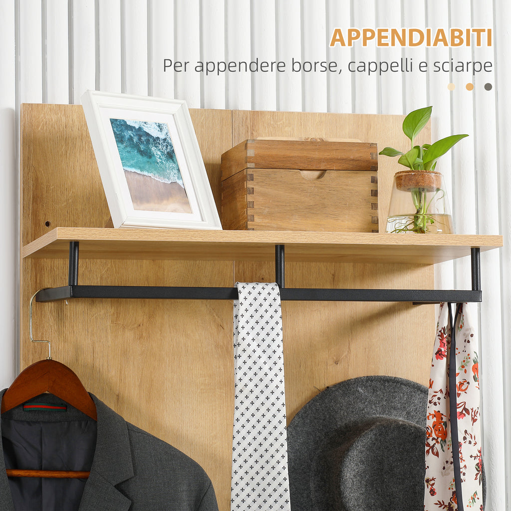HOMCOM Entryway Cabinet with Low Shoe Rack, Bench and 4-Hook Coat Rack in Chipboard and Steel, 60x28x120 cm