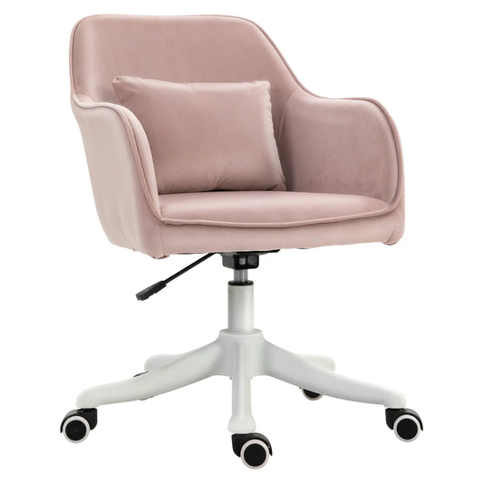 Pink 2-Point Massage Office Chair with Cushion and Armrests, Fabric, 57x70x78-86 cm