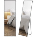 Full Length Wall or Floor Mirror in Metal and Aluminum Alloy, 50x2x161.5 cm, Black
