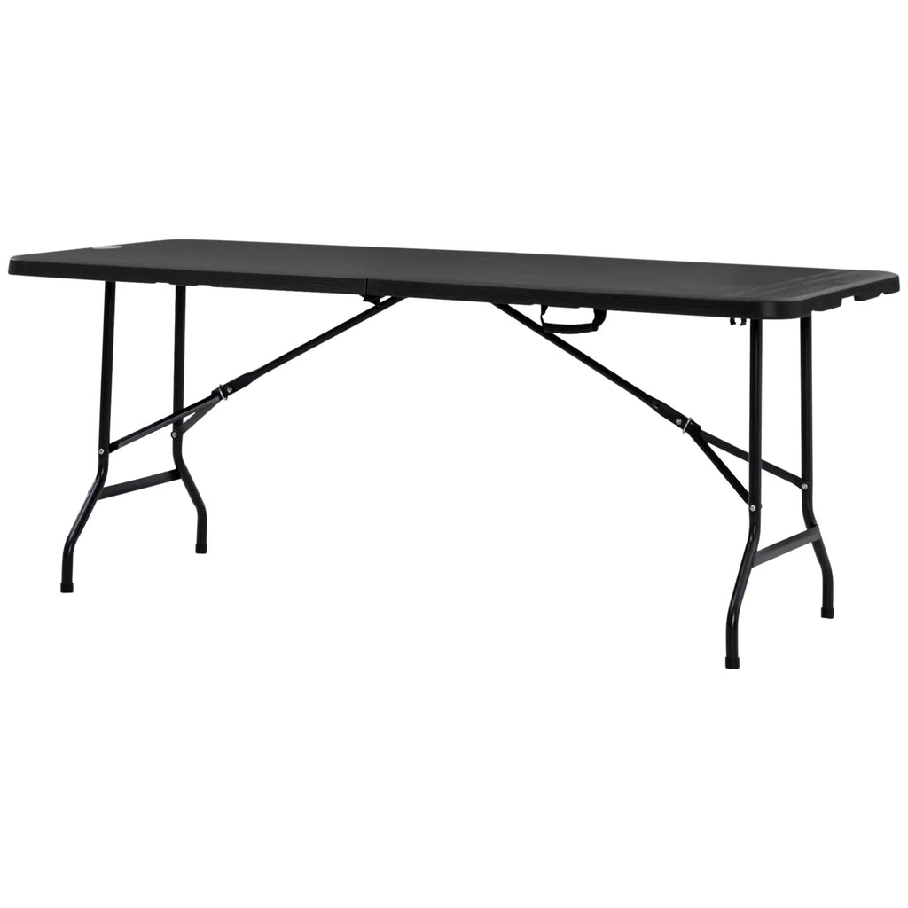 Folding Garden Table for 6 People in Steel and HDPE, 180x75.5x73cm, Dark Grey - Borge' Group Limited